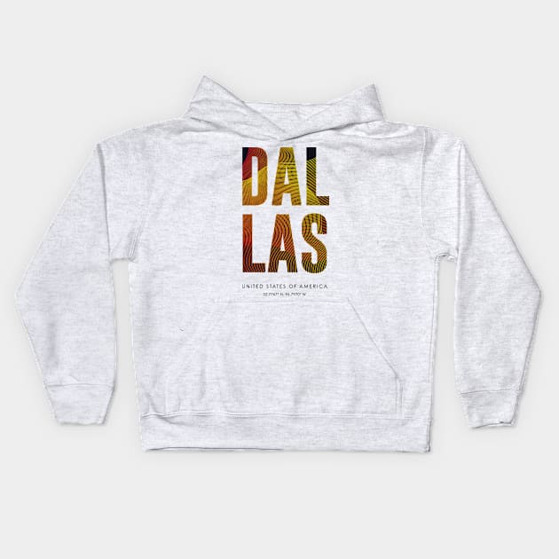 Dallas City typography Kids Hoodie by StudioGrafiikka